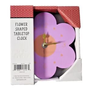 Purple Flower Shaped Tabletop Clock New in Box